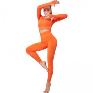 Wholesale seamless long sleeves yoga wear high strength fitness gym wear suit high quality yoga fitness set