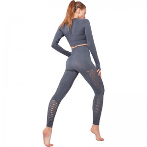 Wholesale seamless long sleeves yoga wear high strength fitness gym wear suit high quality yoga fitness set